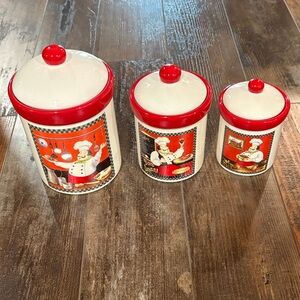 Vintage Set of 3 Italian Themed LTD Commodities LLC Ceramic Canister Set